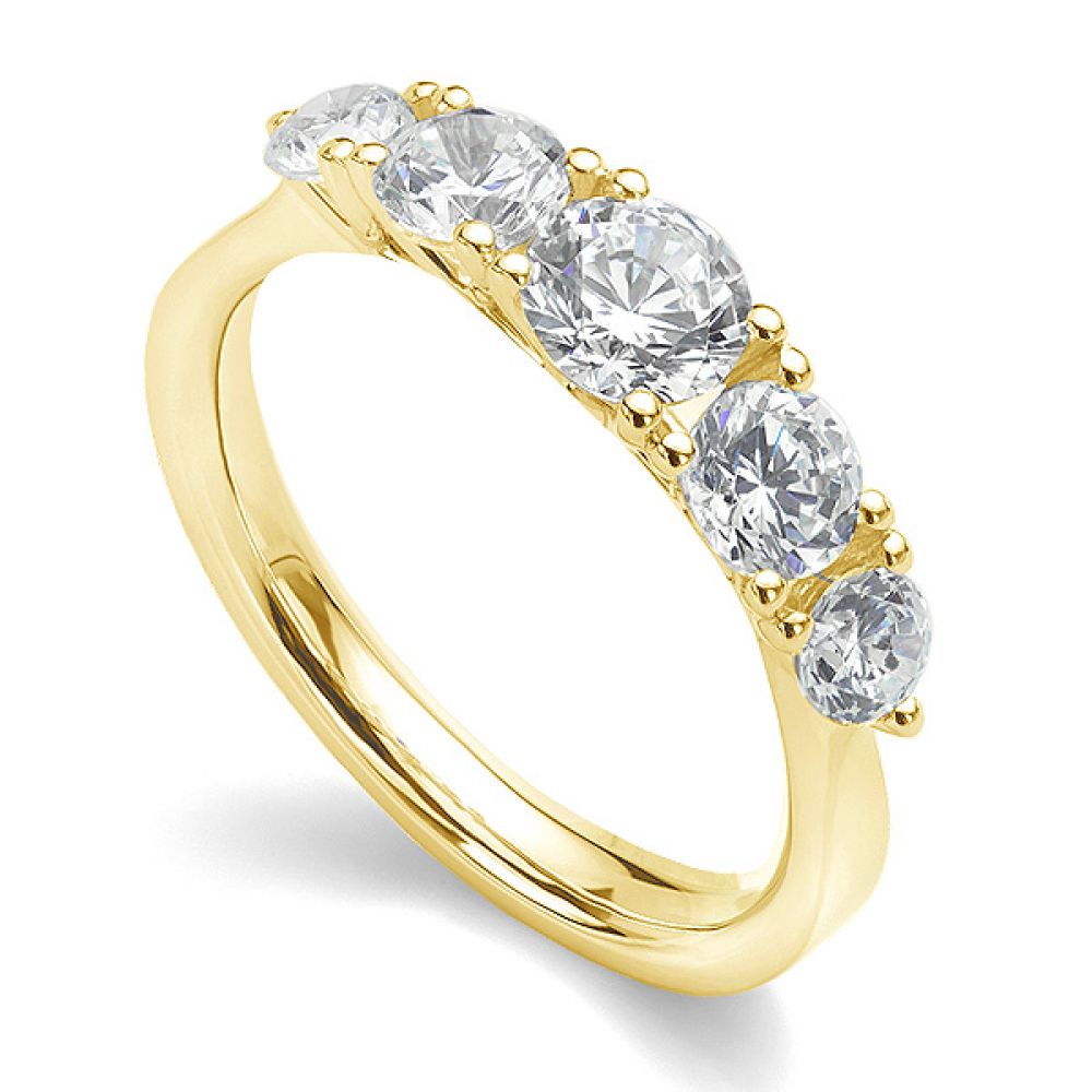 5 stone graduated diamond engagement ring yellow gold main view