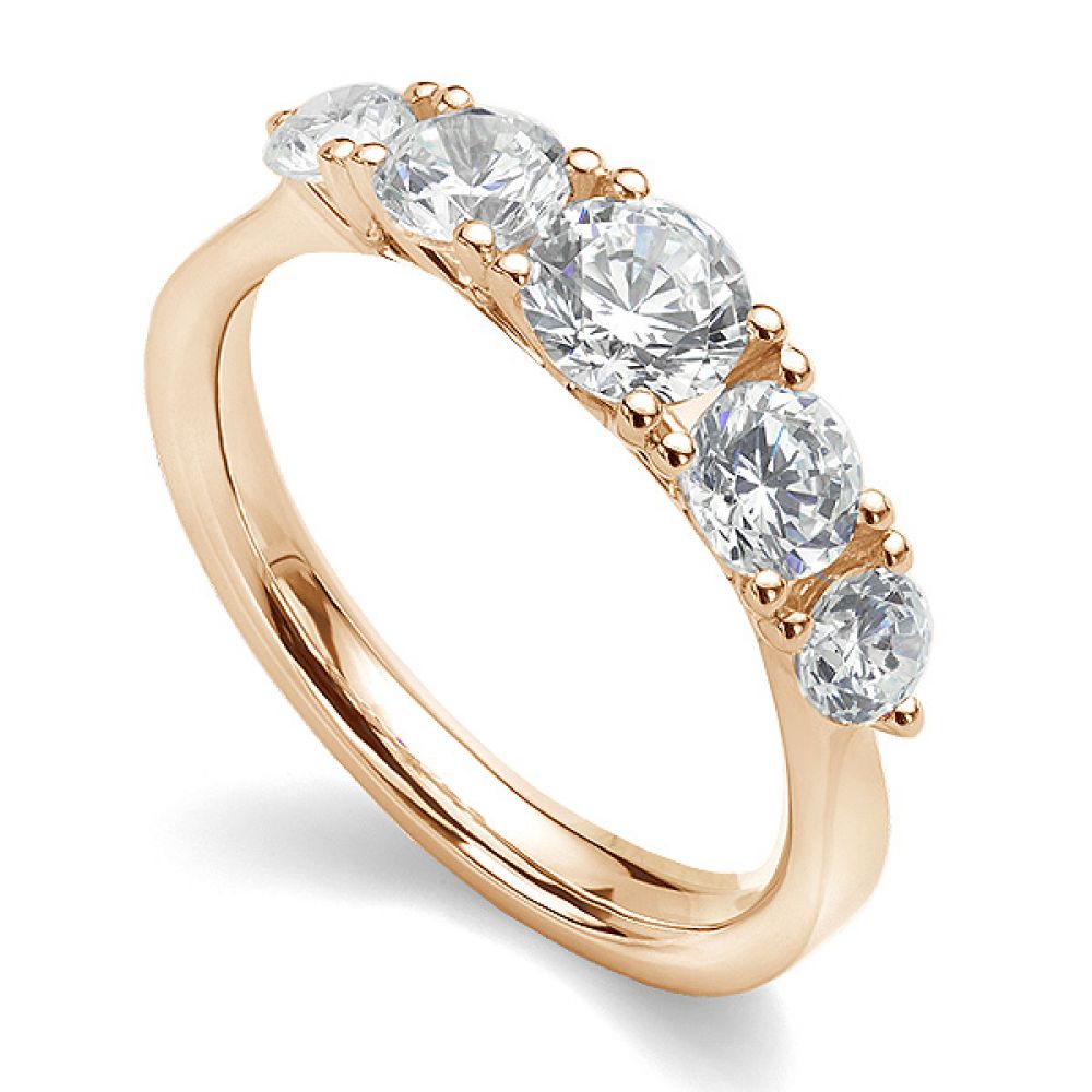 5 Stone Diamond Trellis Ring Main View Rose Gold