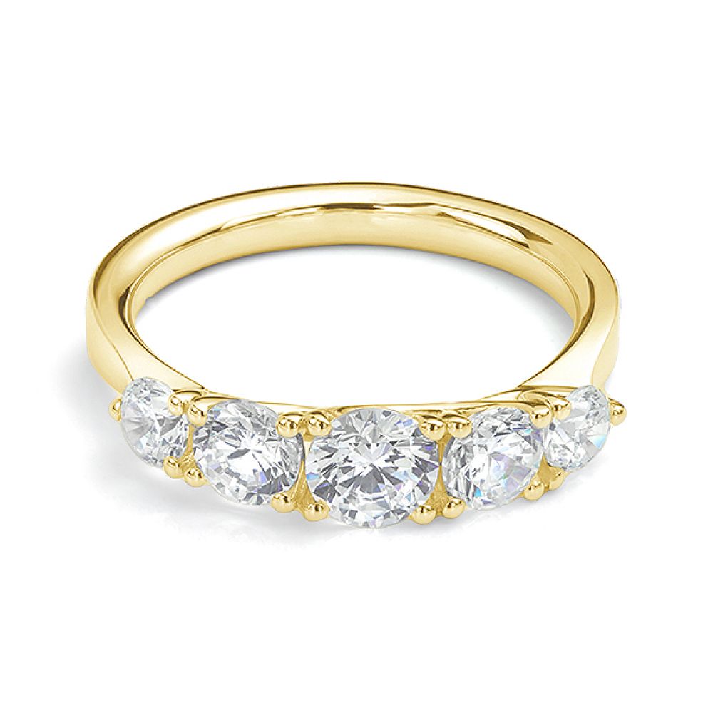 5 Stone Diamond Trellis Ring Front View Yellow Gold 5 Stone Diamond Trellis Ring Front View Yellow Gold