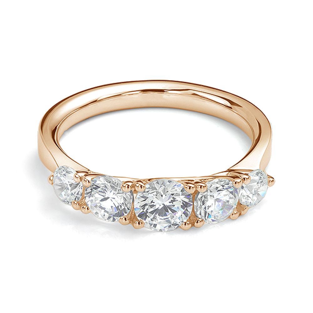 5 Stone Diamond Trellis Ring Front View Yellow Gold5 Stone Diamond Trellis Ring Front View Rose Gold