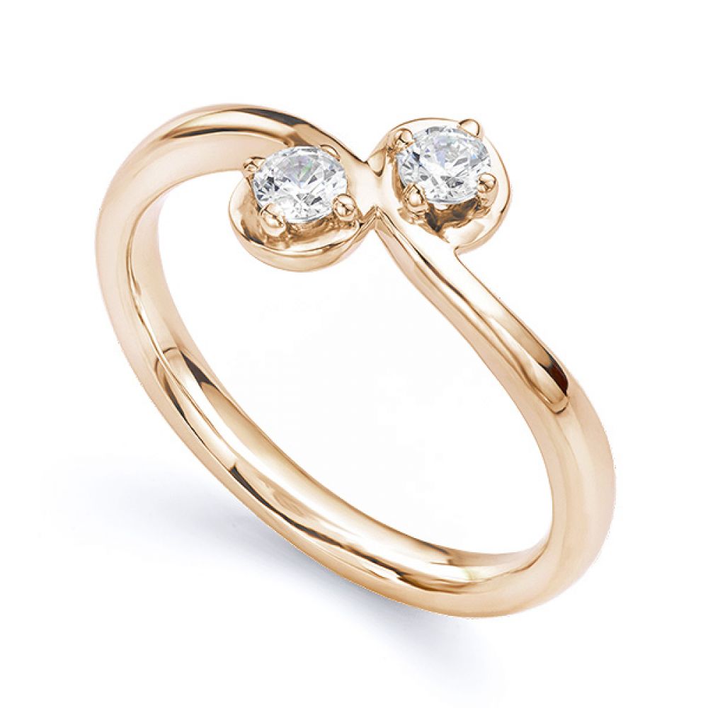 Two stone diamond twist ring Autumn rose gold main view Two stone diamond twist ring Autumn rose gold main perspective view