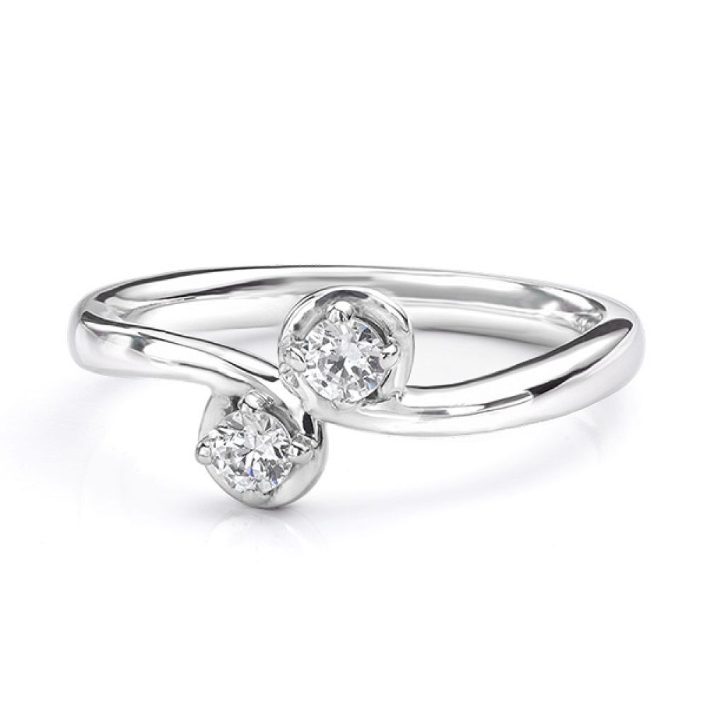 Two stone diamond twist ring Autumn white gold view lying down Two stone diamond twist ring Autumn white gold view of ring lying down