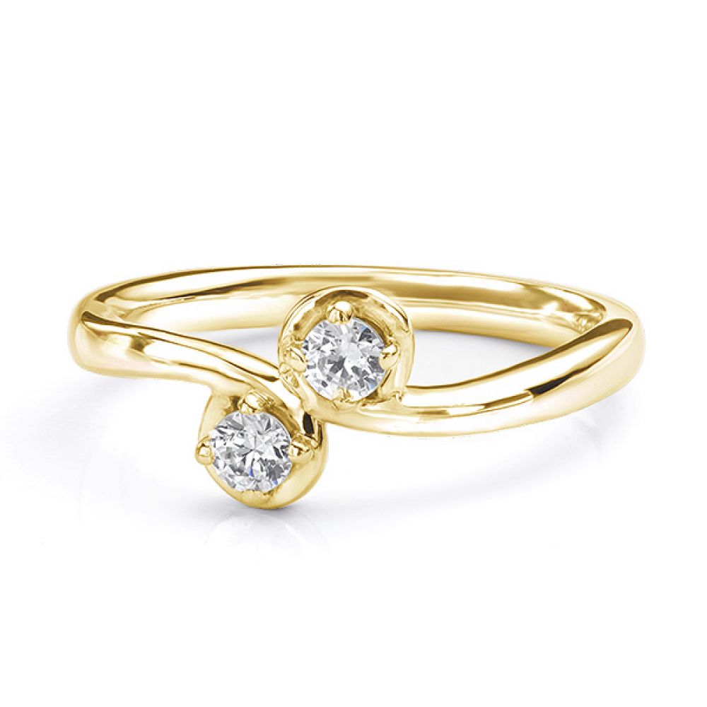 Two stone diamond twist ring Autumn yellow gold view lying down