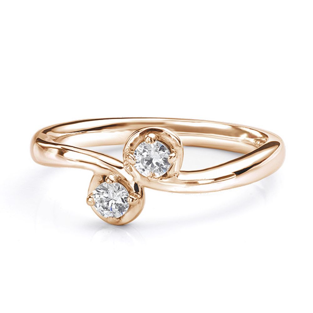 Two stone diamond twist ring Autumn rose gold view lying down