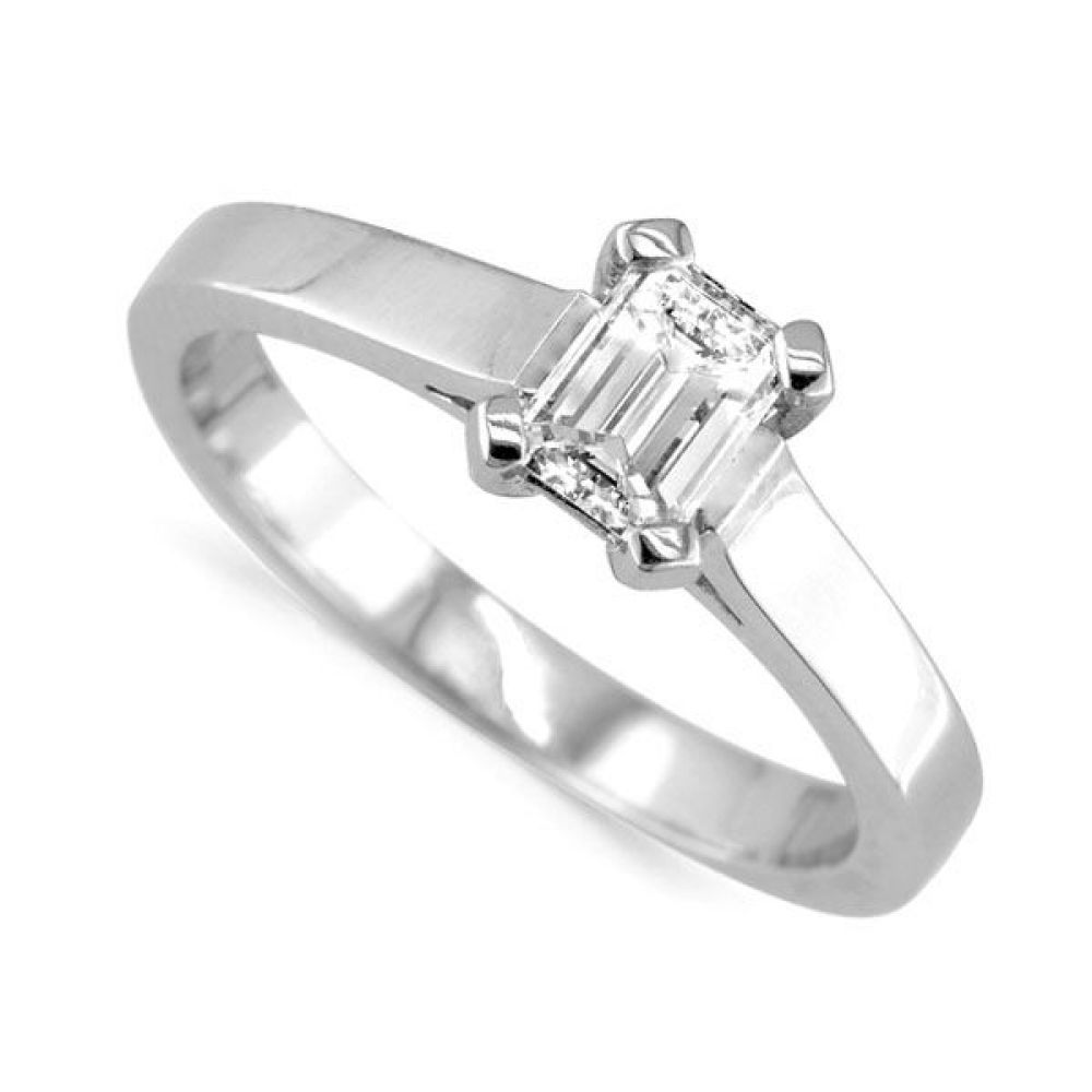 Erika - Four Claw Emerald Cut Diamond Ring