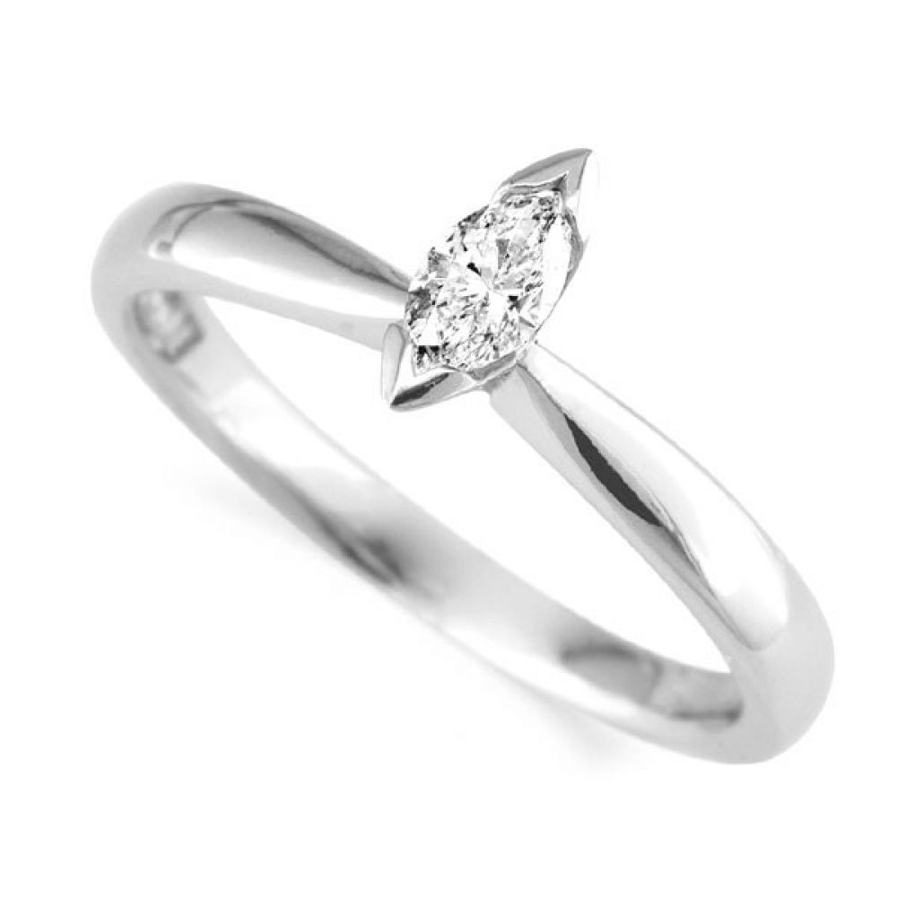 April - Part Bezel Set Marquise Engagement Ring