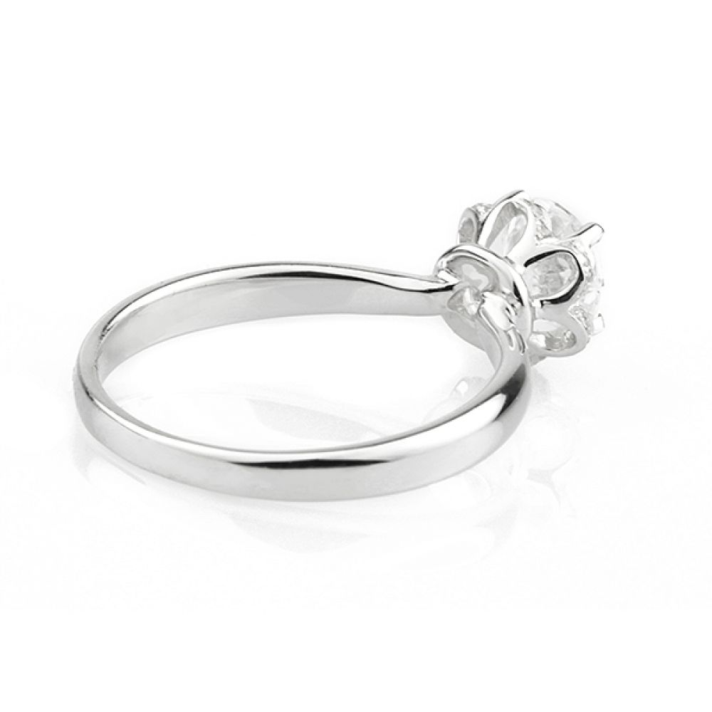 Side view of Tulip vintage diamond halo ring