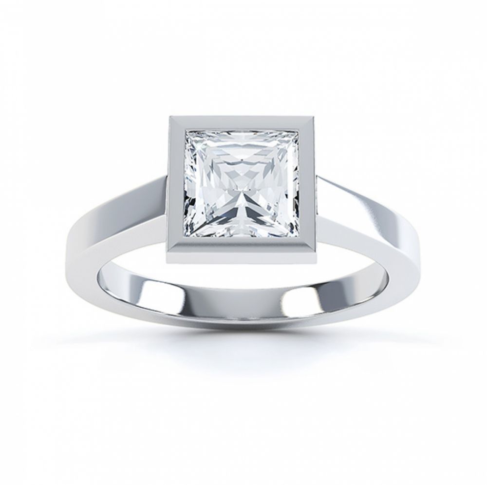 Moderne Princess cut solitaire diamond engagement ring top view white gold Moderne Princess cut solitaire diamond engagement ring top view white gold