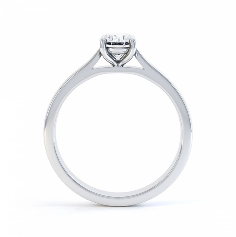 4 Claw Oval Engagement Ring in White Gold Side View