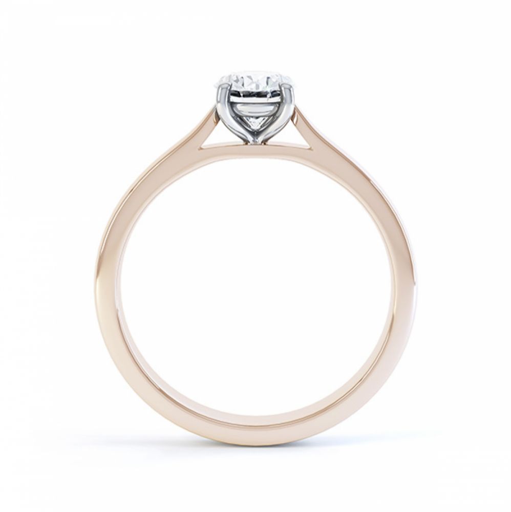 4 Claw Oval Engagement Ring in Rose Gold Side View 4 Claw Oval Engagement Ring in Rose Gold Side View