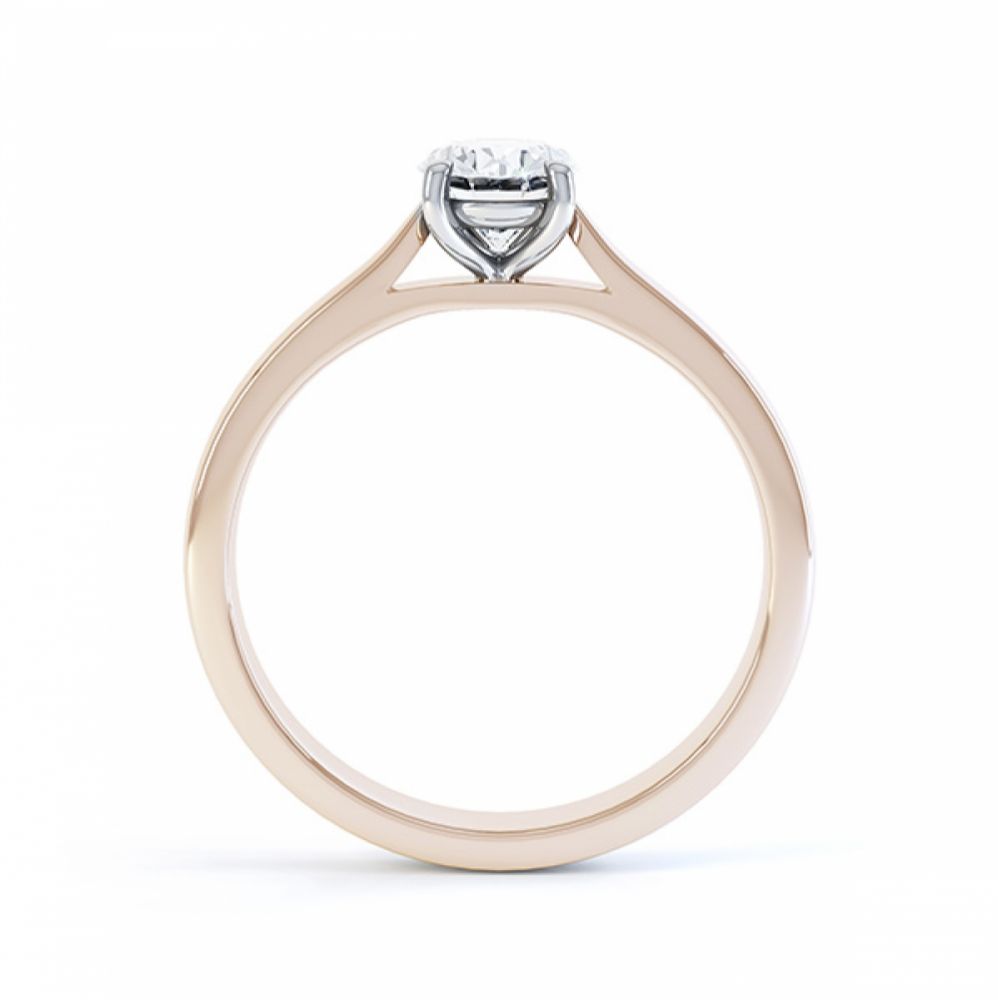 4 Claw Oval Engagement Ring in Rose Gold Side View