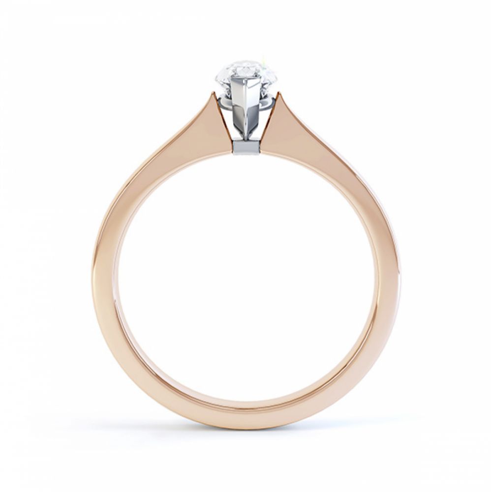 Simple Marquise Solitaire Engagement Ring SIde View Rose Gold