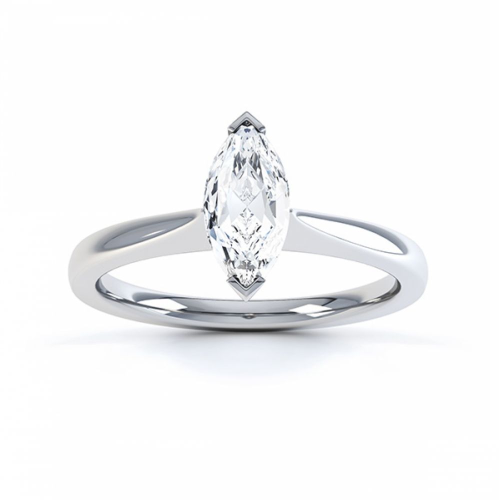 Simple Marquise Solitaire Engagement Ring Top View White Gold