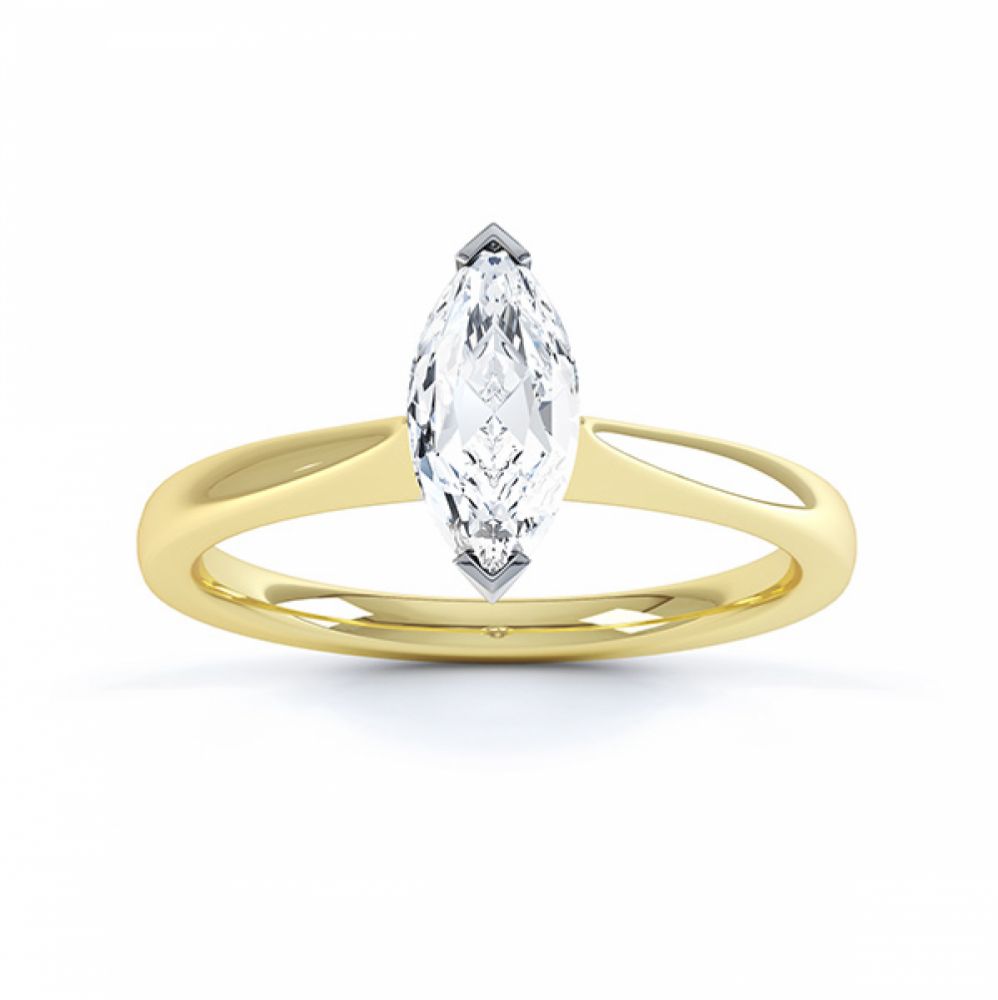 Simple Marquise Solitaire Engagement Ring Top View Yellow Gold