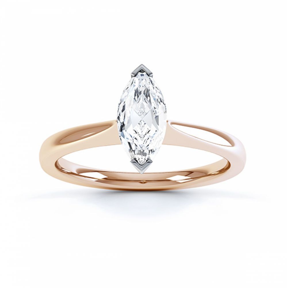 Simple Marquise Solitaire Engagement Ring Top View Rose Gold