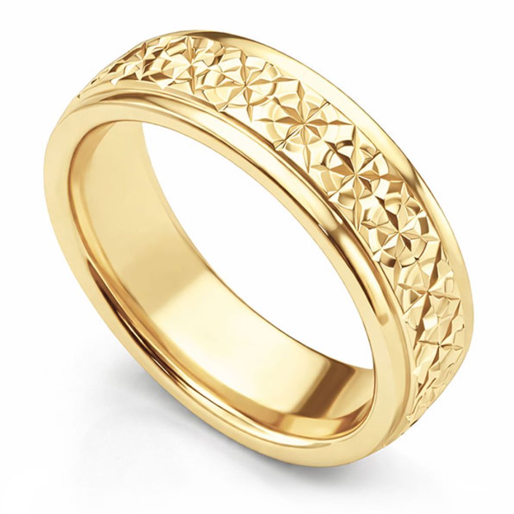 Sparkle cut wedding ring in 18ct Yellow Gold