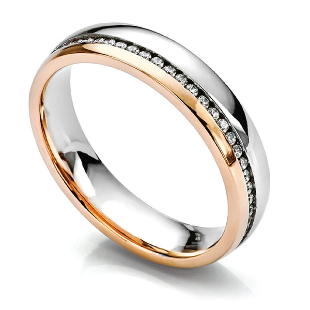 Fully channel set rose gold and white gold 2 colour diamond wedding ring