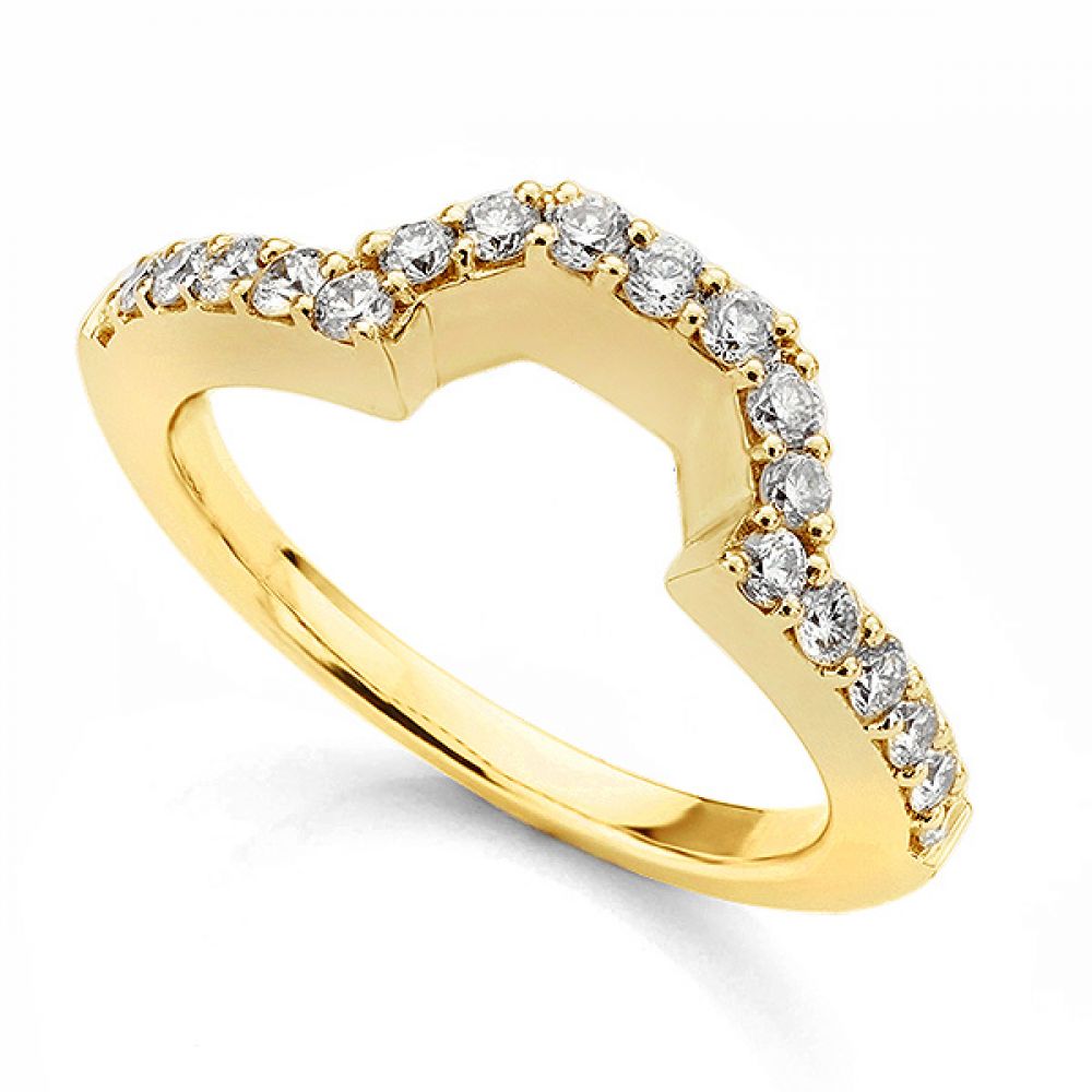 Shaped wedding ring for Emerald cut engagement ring setting yellow gold Shaped wedding ring for Emerald cut engagement ring setting yellow gold