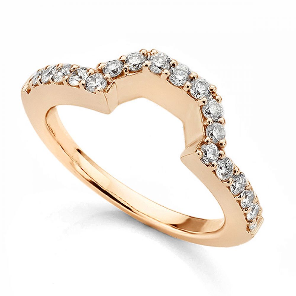 Shaped wedding ring for Emerald cut engagement ring setting rose gold