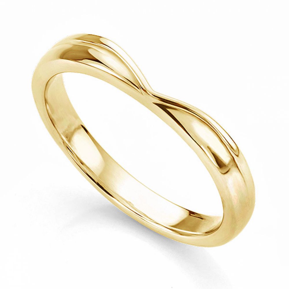 Contoured V Shaped wedding ring in Yellow Gold