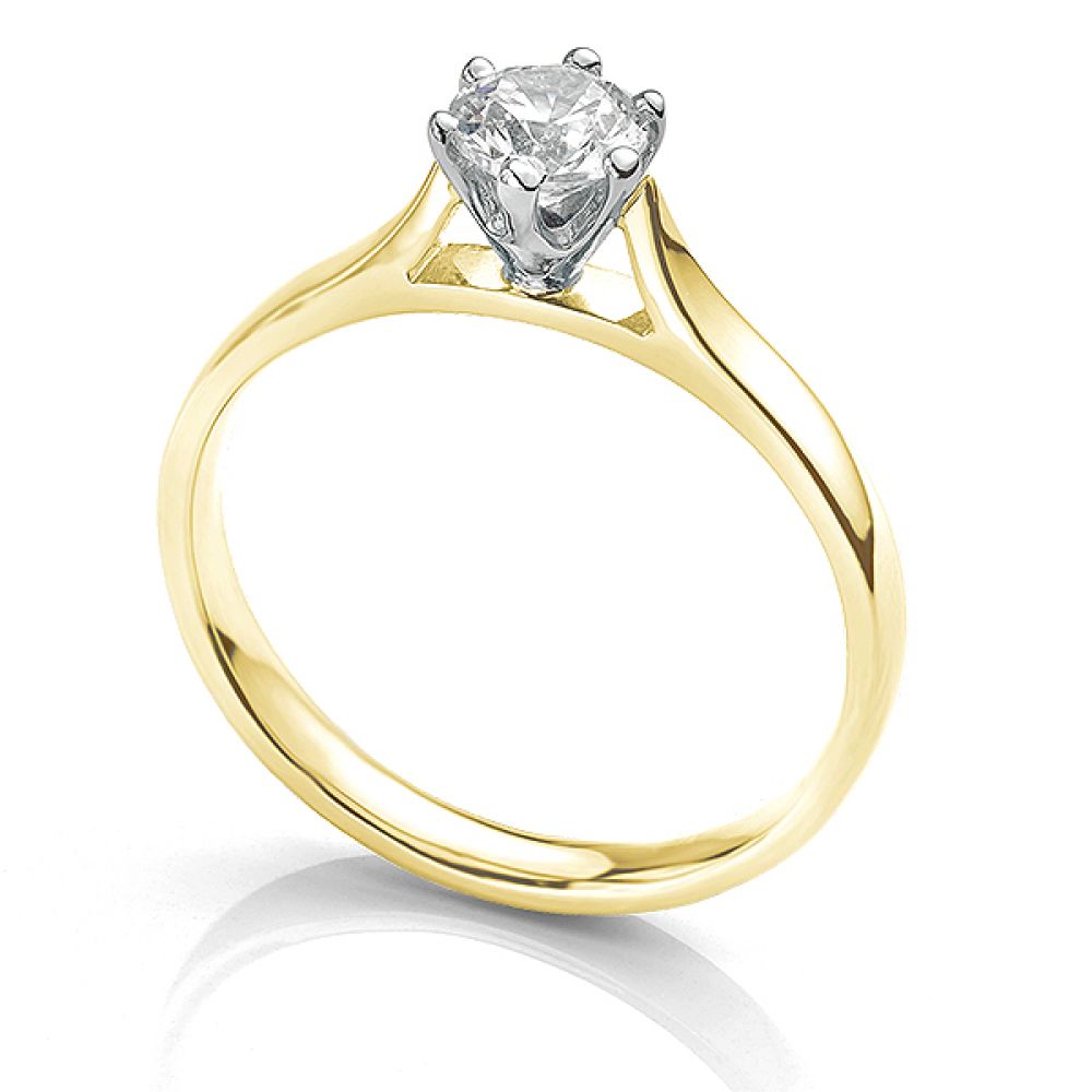 Side view of the Ballerina solitaire engagement ring 0.50cts in Yellow Gold