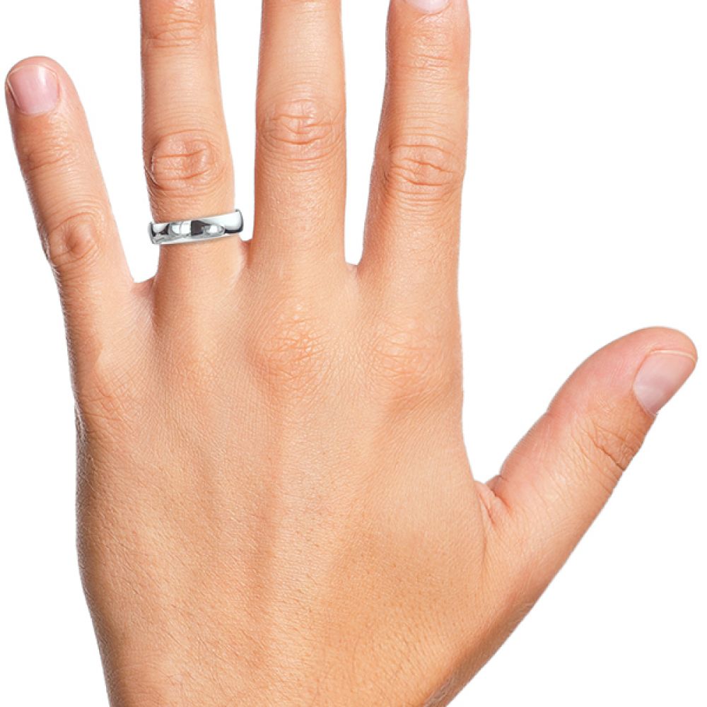 5mm men's traditional court wedding ring medium weight shown on finger 5mm men's traditional court wedding ring medium weight shown on finger