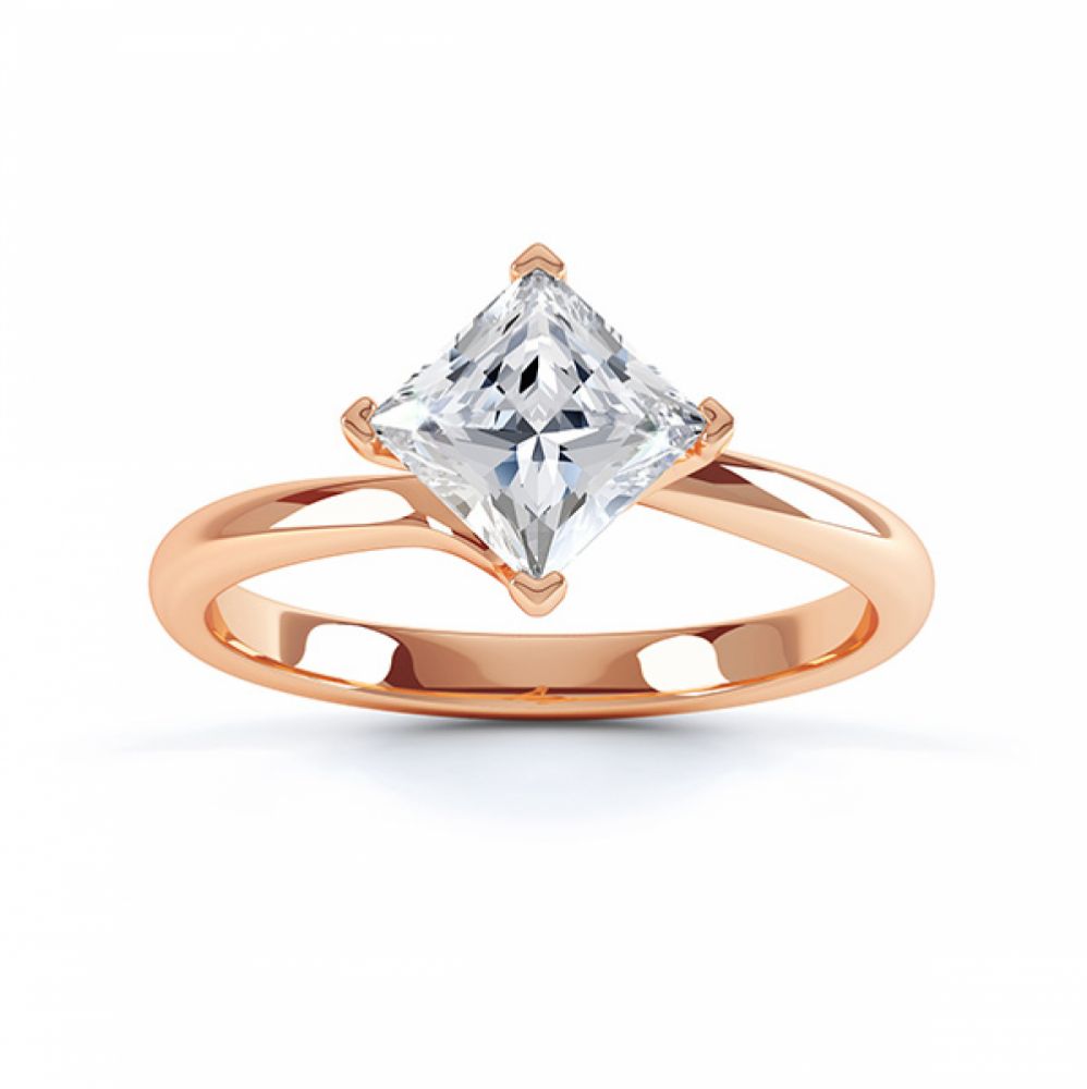 Princess Twist Engagement Ring Rose Gold Top View