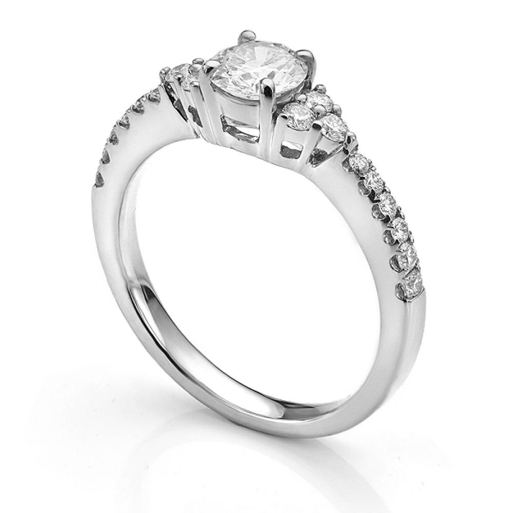 Christie diamond shoulder engagement ring in White Gold side view