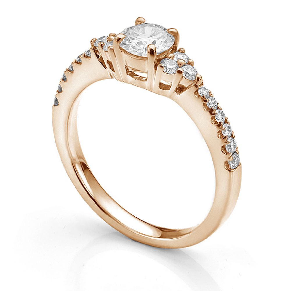 Christie diamond shoulder engagement ring in Rose Gold side view