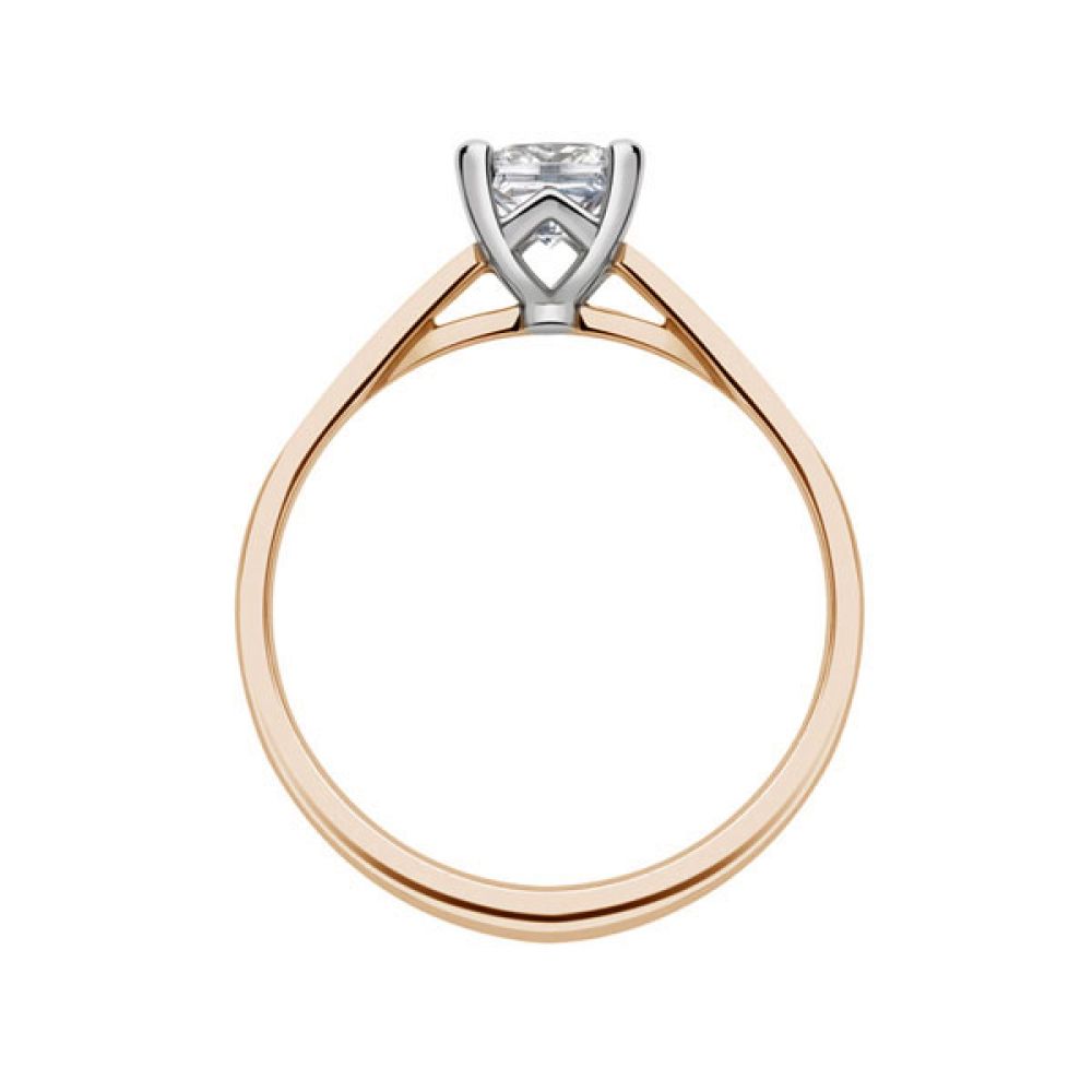 Platinum 4 Claw Princess Ring with Cathedral Setting side view - Rose Platinum 4 Claw Princess Ring with Cathedral Setting side view - Rose