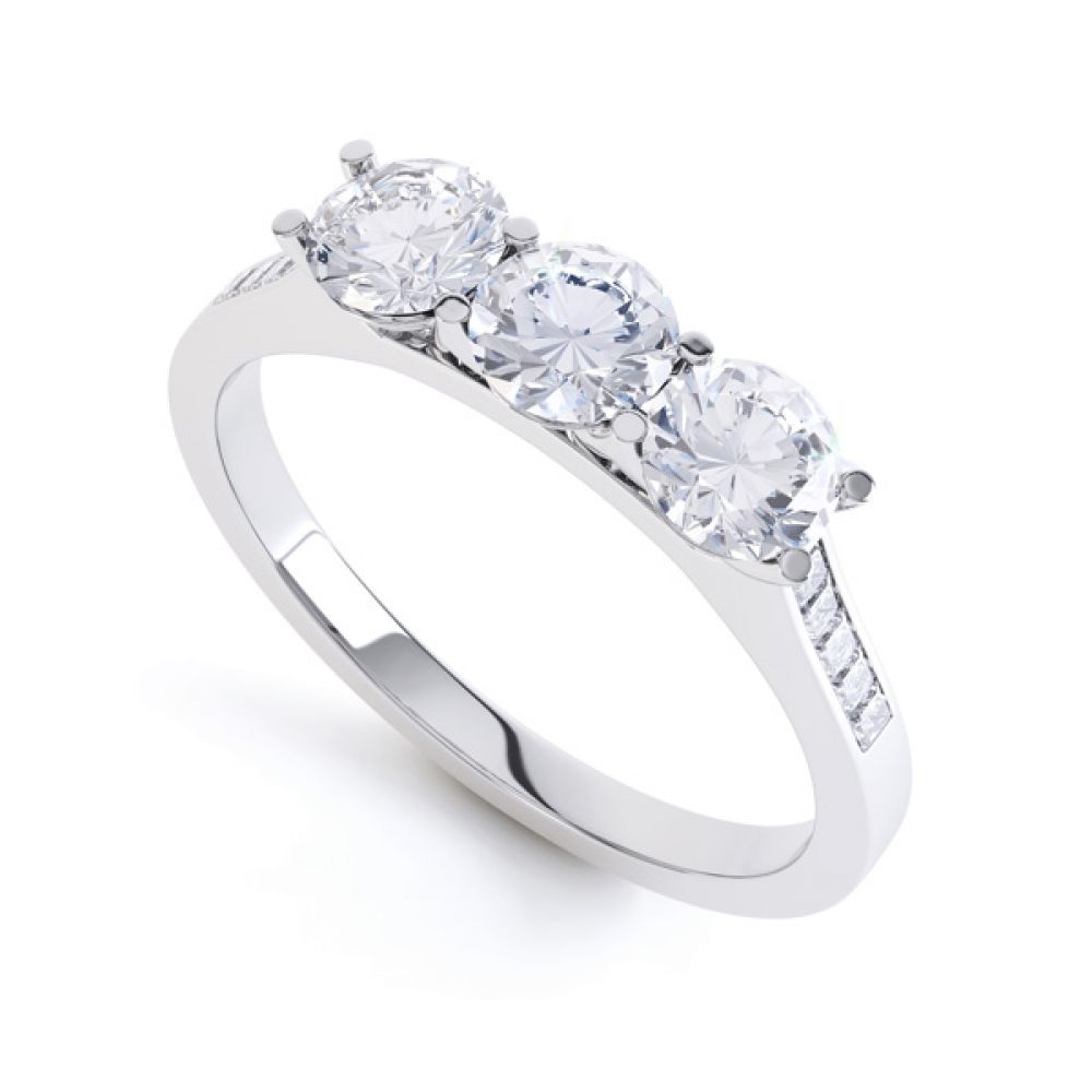 Trilogy Engagement Ring with Diamond Set Shoulders