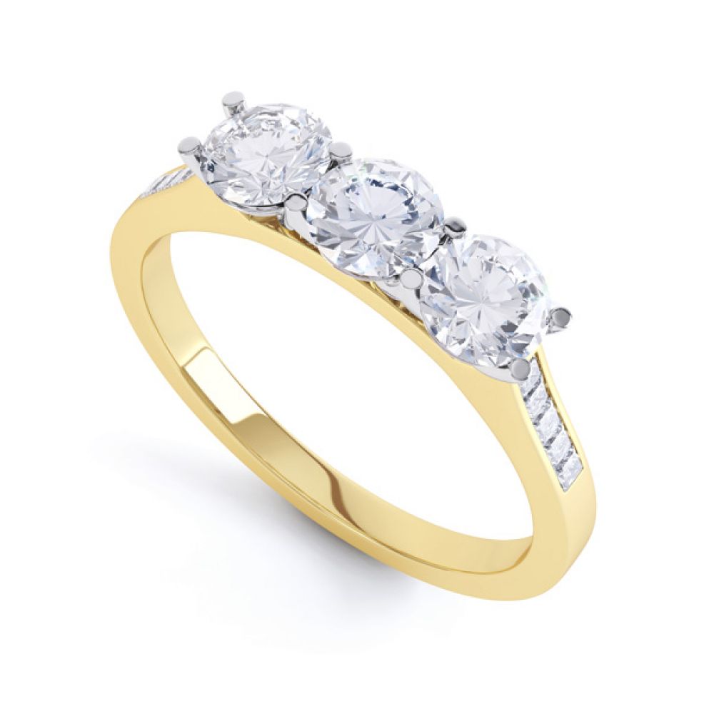 Trilogy with diamond set shoulders Perspective, Yellow Trilogy with diamond set shoulders Perspective, Yellow