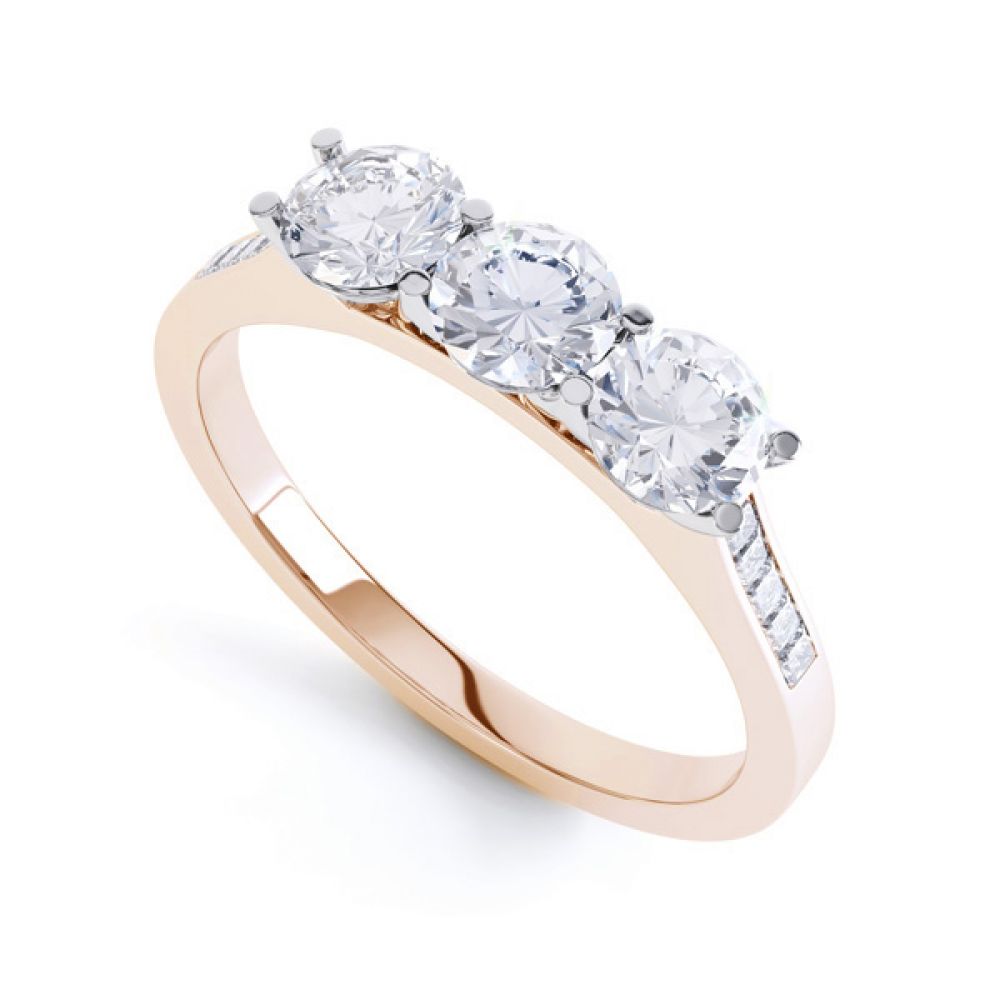 Trilogy with diamond set shoulders Perspective, Rose Trilogy with diamond set shoulders Perspective, Rose