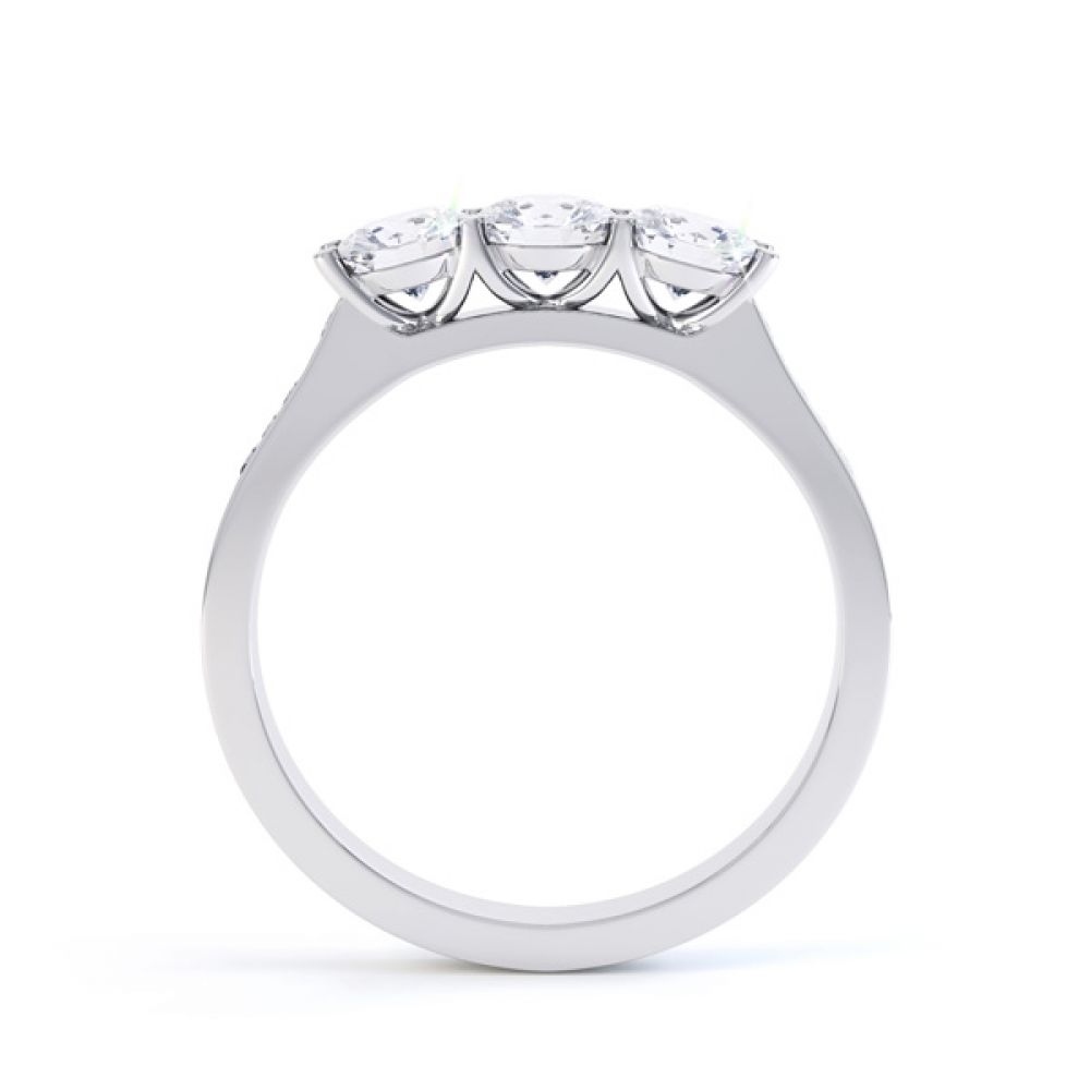 Trilogy with diamond set shoulders, Side, White Trilogy with diamond set shoulders, Side, White