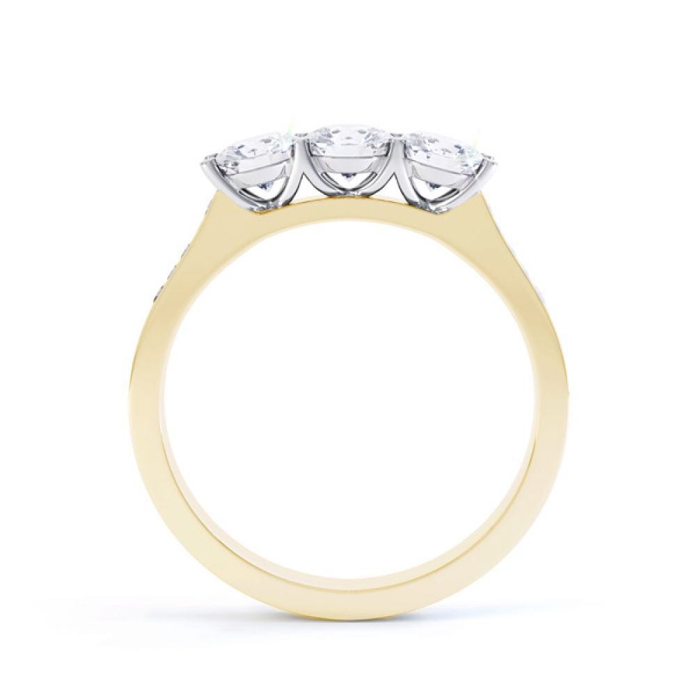 Trilogy with diamond set shoulders, Side, Yellow Trilogy with diamond set shoulders, Side, Yellow