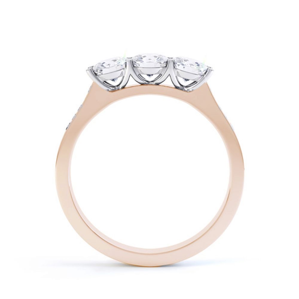 Trilogy with diamond set shoulders, Side, Rose Trilogy with diamond set shoulders, Side, Rose