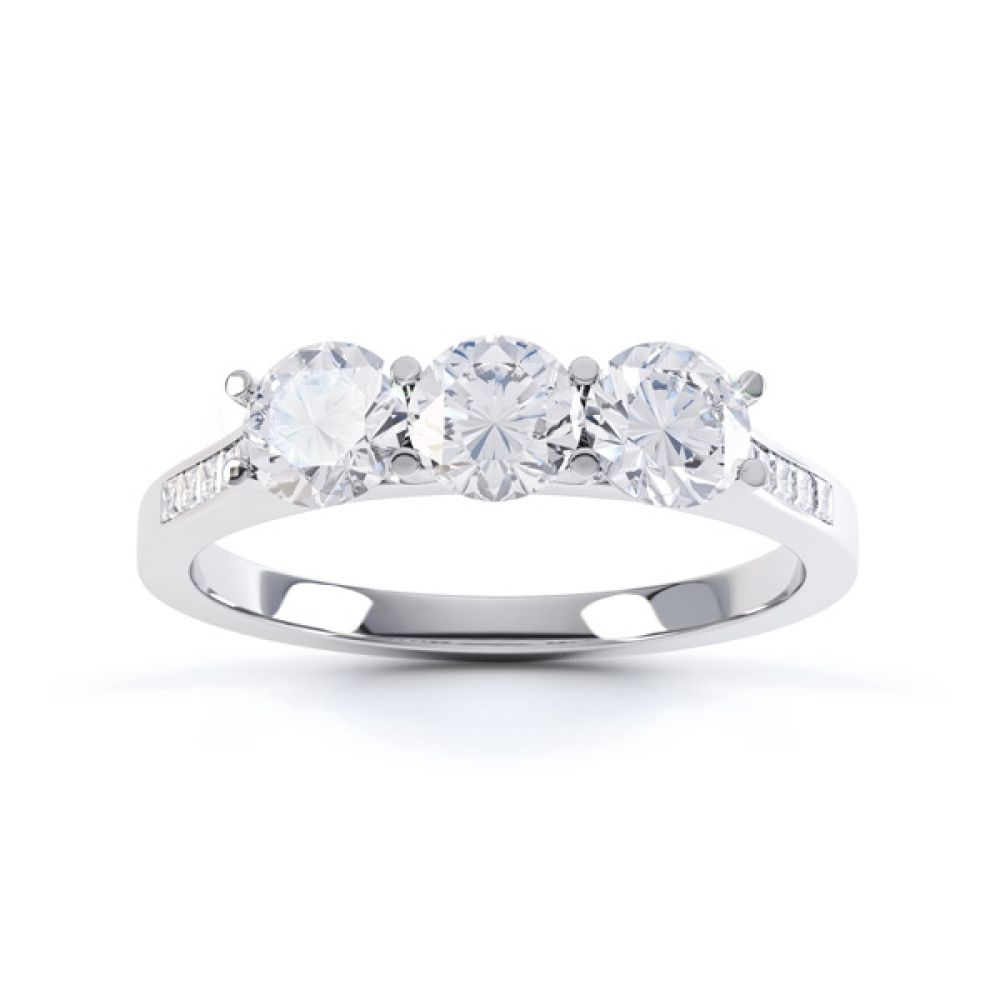 Trilogy with diamond set shoulders, Top, White Trilogy with diamond set shoulders, Top, White