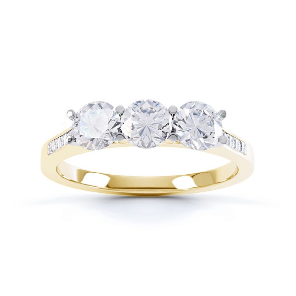 Trilogy with diamond set shoulders, Top, Yellow Trilogy with diamond set shoulders, Top, Yellow