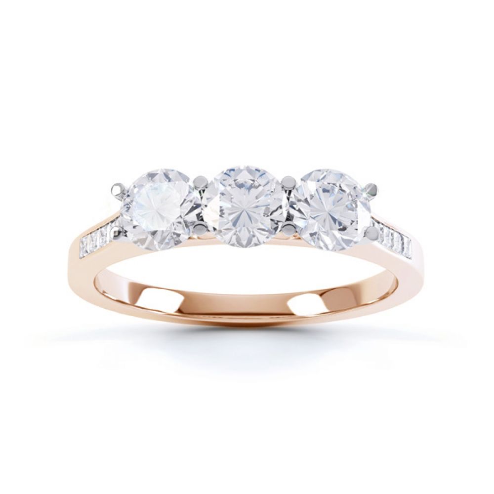 Trilogy with diamond set shoulders, Top, Rose Trilogy with diamond set shoulders, Top, Rose
