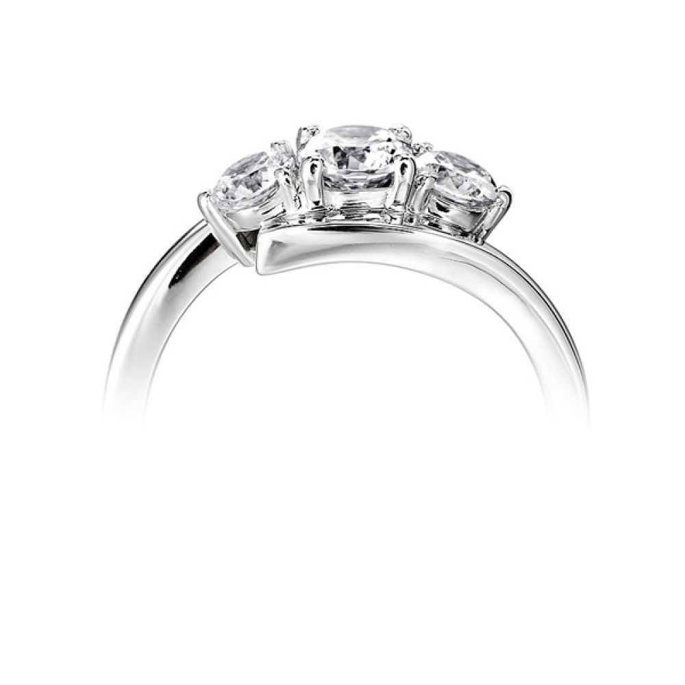 Modern 3 Stone Diamond Trilogy Style Ring Side View