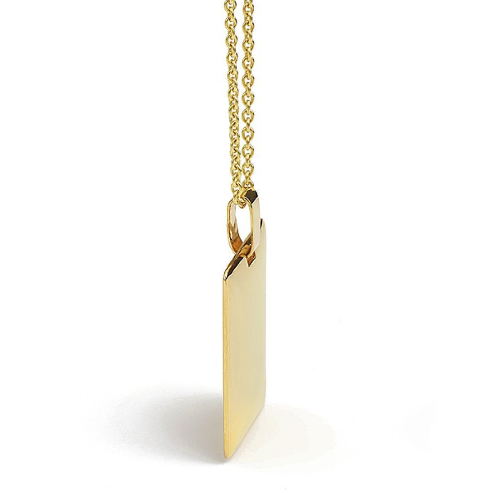 Engravable 9ct gold pendant side view