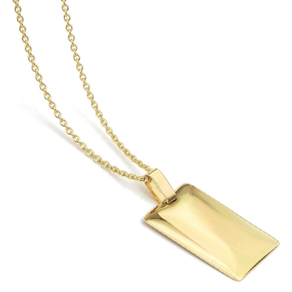 Engravable 9ct gold pendant lying down view