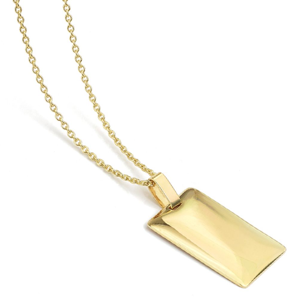 Engravable 9ct gold pendant lying down view