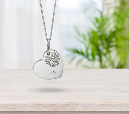 Fingerprint engraved necklace with diamond