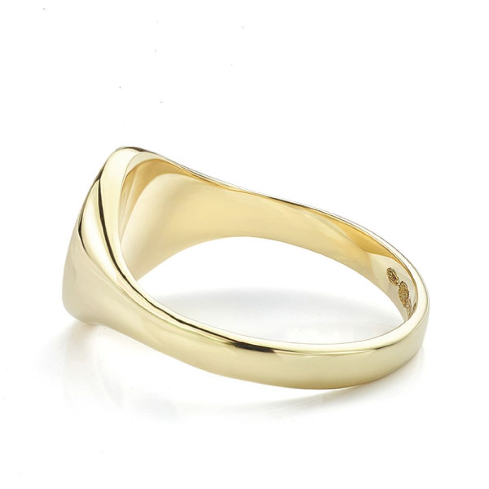 Small round signet ring yellow gold side view