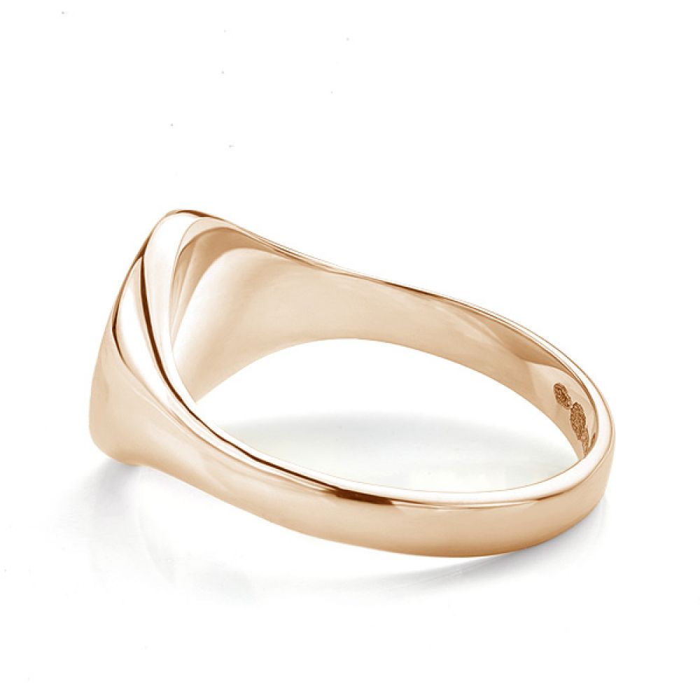 Small round signet ring side view rose gold