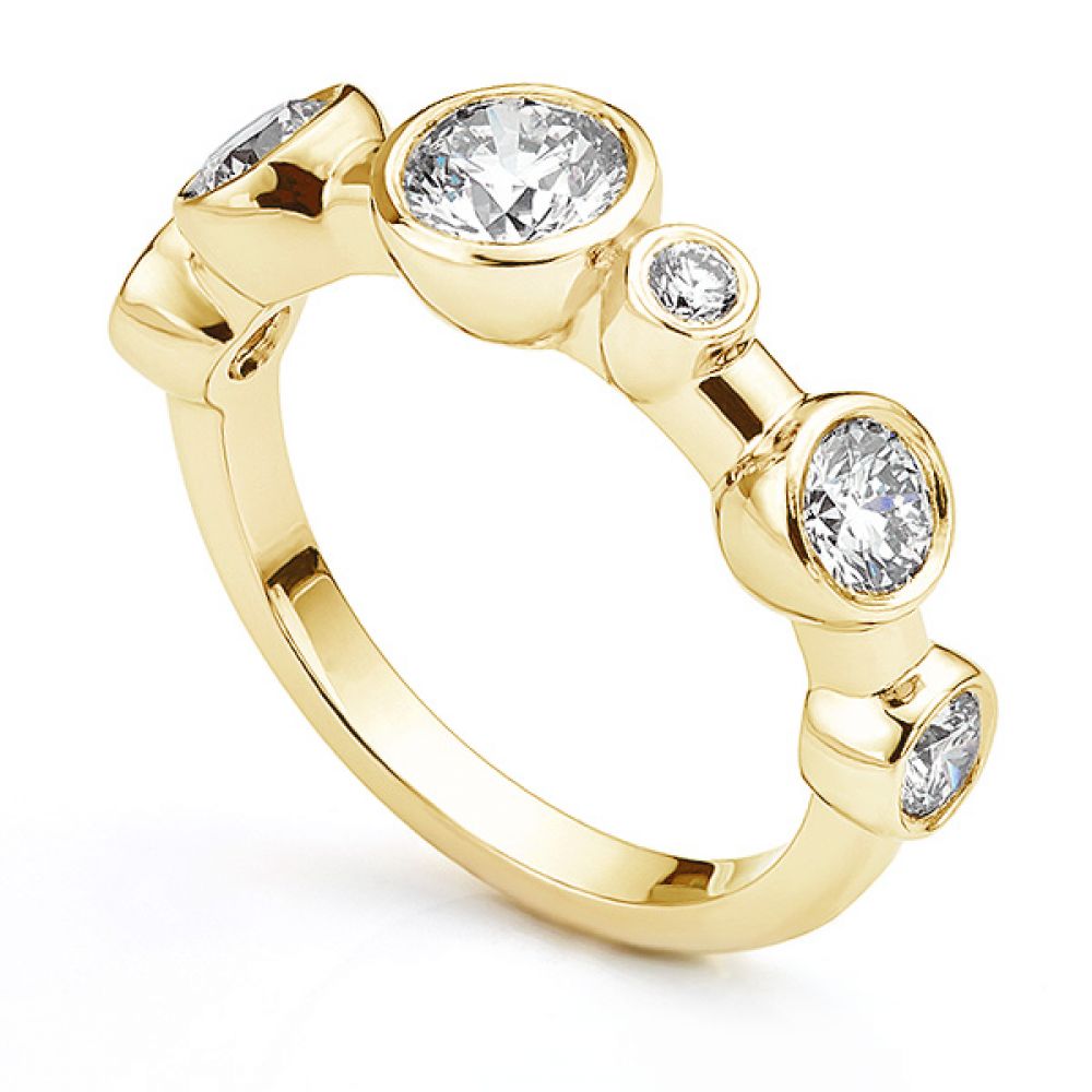 Single row diamond bubble ring in 18ct Yellow Gold