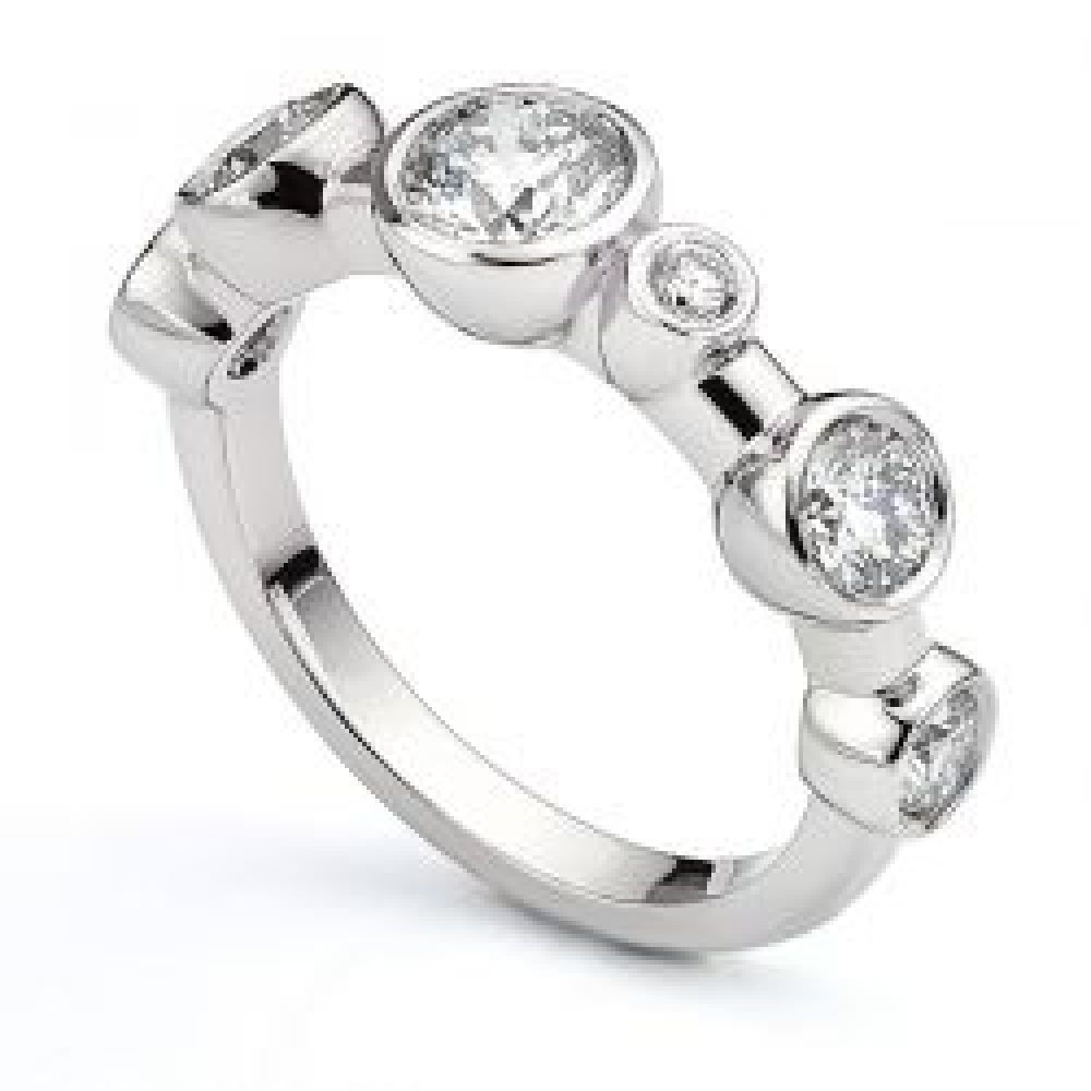 Single Row Diamond Bubble Ring