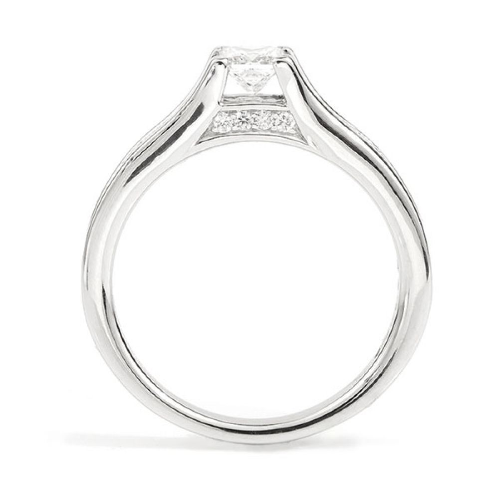 Unique Princess Cut Engagement Ring Side View