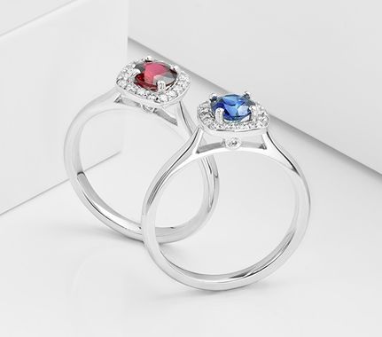 Sapphire diamond ring pair